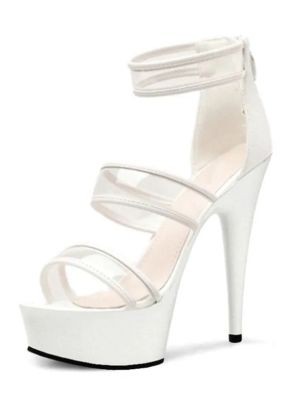 Sandales Sexy avec Plateforme à Talons Hauts Femme avec Bout Ouvert Unicolore