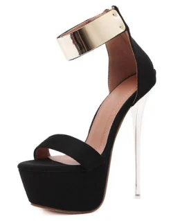 Sandales sexy femme bordeaux en PU plateforme talon aiguille