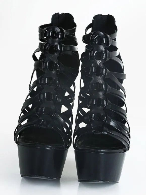 Sandales sexy femme talon haut plateforme à zip