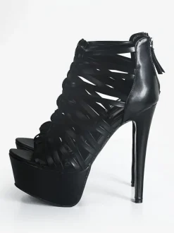 Sandales sexy femme talon haut plateforme à zip