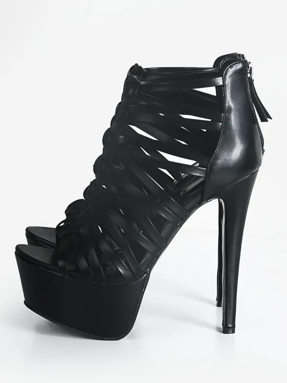 Sandales sexy femme talon haut plateforme à zip