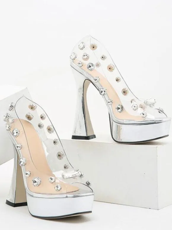 Sandales Sexy Femme à Talons Hauts avec Bout Ouvert Unicolore