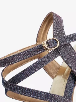Sandales sexy à paillettes plateforme bout ouvert talons hauts croisés