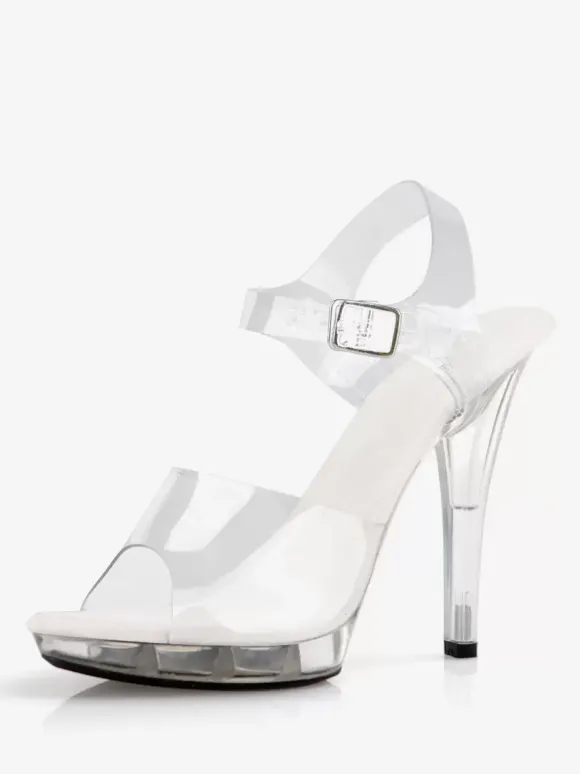 Sandales sexy pour femme avec tige en PVC transparent et bout ouvert boucle de 08 po chaussures sexy de 51 po