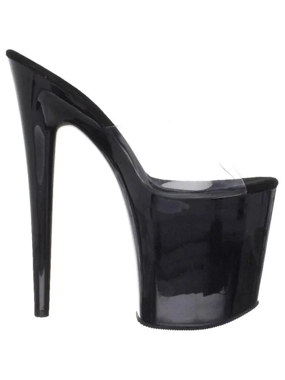 Sandales sexy pour femme rouge PVC supérieur bout ouvert talon aiguille ciel mules à talons hauts
