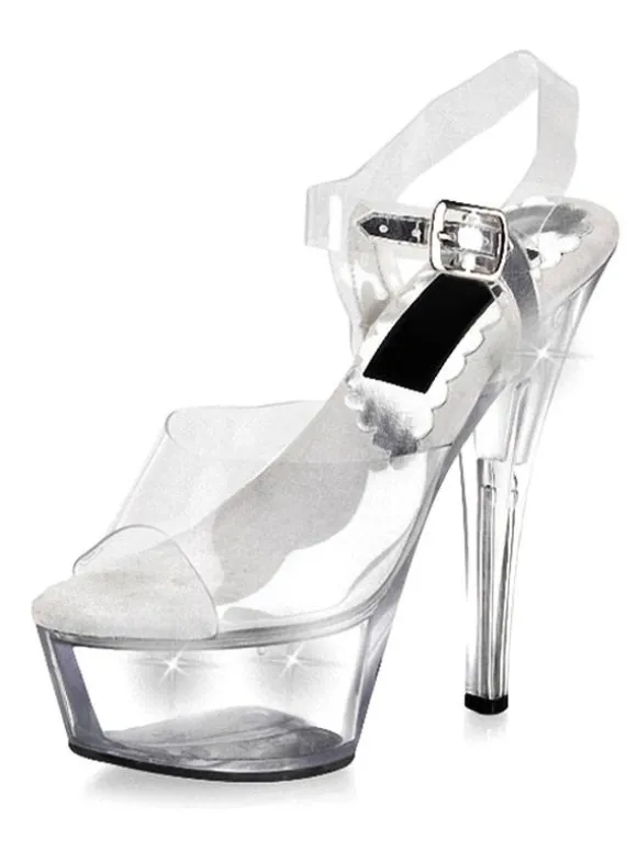 Sandales sexy pour femmes en PVC transparent supérieur à bout ouvert sandales d'été à talon aiguille