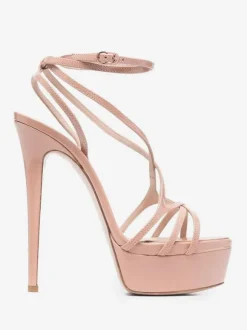 Sandales sexy pour femmes plateforme noire bout ouvert lanières talons hauts