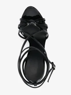 Sandales sexy pour femmes plateforme noire bout ouvert lanières talons hauts