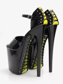 Sandales Sexy à Talons Hauts Cuir PU Vert Herbe Bout Rond Chaussures Sexy