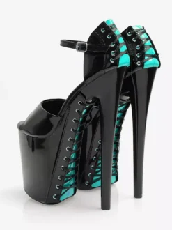 Sandales Sexy à Talons Hauts Cuir PU Vert Herbe Bout Rond Chaussures Sexy