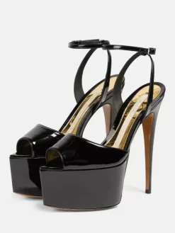 Sandales sexy à talons hauts en cuir PU argenté à bout pointu avec boucle Chaussures sexy