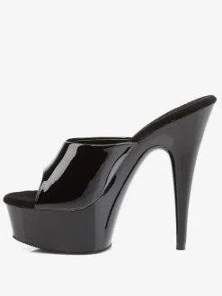 Sandales sexy à talons hauts en cuir Synthétique noir Peep Toe Stiletto Sandales à plateforme