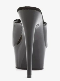 Sandales sexy à talons hauts en cuir Synthétique noir Peep Toe Stiletto Sandales à plateforme