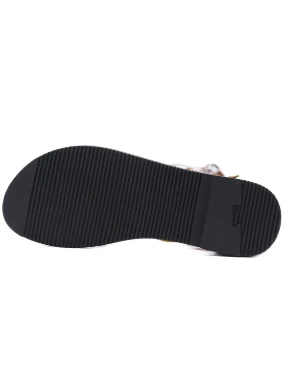 Sandales spartiates noires Boucle à bout rond en cuir PU Bottes d'été noires Sandales spartiates
