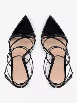 Sandales à talon pour femmes bout pointu talon aiguille sandales en PU verni