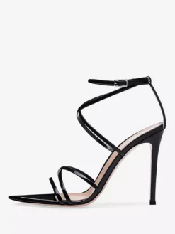 Sandales à talon pour femmes bout pointu talon aiguille sandales en PU verni