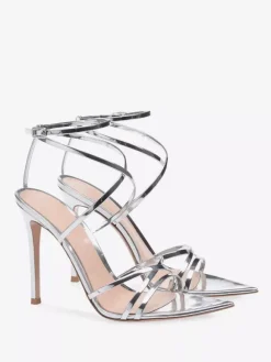 Sandales à talon pour femmes bout pointu talon aiguille sandales en PU verni