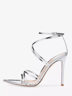 Sandales à talon pour femmes bout pointu talon aiguille sandales en PU verni