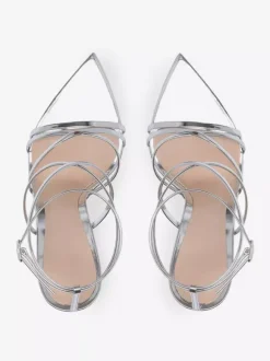 Sandales à talon pour femmes bout pointu talon aiguille sandales en PU verni