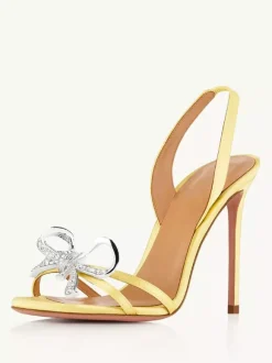 Sandales À Talons Hauts Aiguille Femmes Strass N艙ud Chaussures De Soirée De Bal