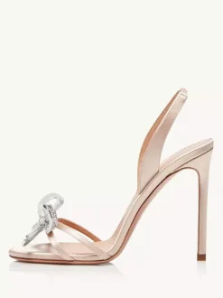 Sandales À Talons Hauts Aiguille Femmes Strass N艙ud Chaussures De Soirée De Bal
