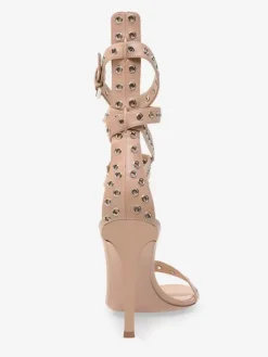 Sandales À Talons Hauts Aigus Abricot En Daim Bride Croisé Et Découpé Chaussures Femme