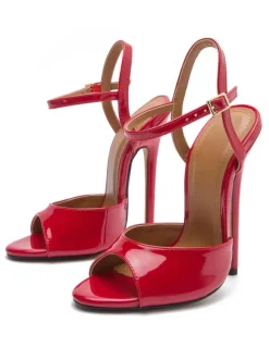 Sandales à Talons Hauts avec Bout Ouvert à Lacets Unicolore