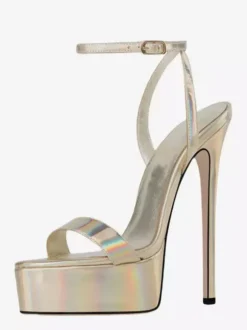 Sandales à talons hauts dorées à plateforme et bout ouvert chaussures sexy à talons hauts