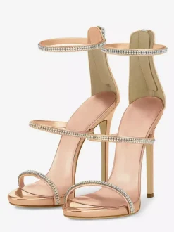 Sandales à talons hauts pour femmes ornées de strass et de brides à talons aiguilles chaussures de soirée