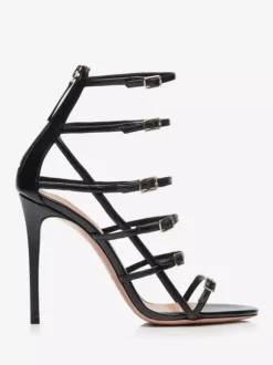 Sandales à talons hauts pour femmes bout ouvert boucles détail lanières chaussures