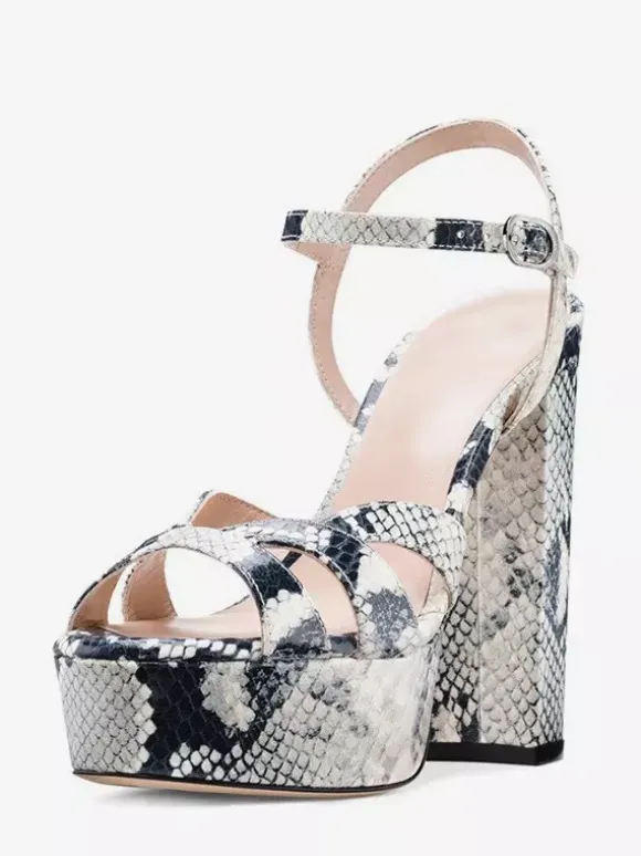 Sandales à talons hauts pour femmes plateforme talon épais bride cheville
