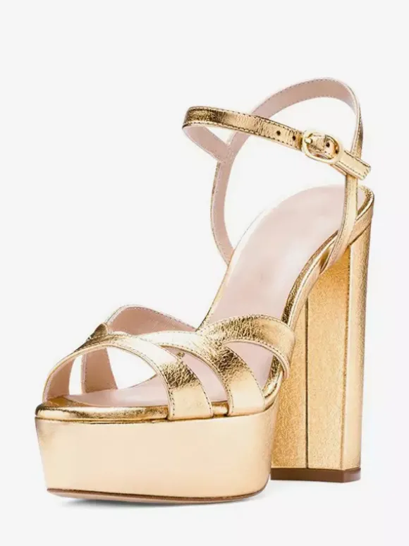 Sandales à talons hauts pour femmes plateforme talon épais bride cheville