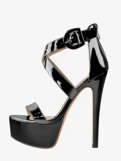 Sandales à talons hauts sexy chaussures à talons aiguilles croisés et à plateforme boucle
