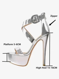 Sandales à talons hauts sexy chaussures à talons aiguilles croisés et à plateforme boucle