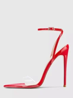 Sandales à talons hauts transparentes à bout ouvert et talon aiguille pour fête et bal