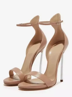 Sandales à talons hauts violettes pour femmes bout ouvert talons aiguilles chaussures de soirée