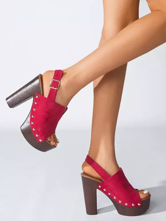 Sandales à talons épais et bout ouvert pour femme noires