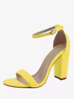 Sandales à talons épais et bride à la cheville pour femmes Chaussures de bal Chaussures de soirée en daim