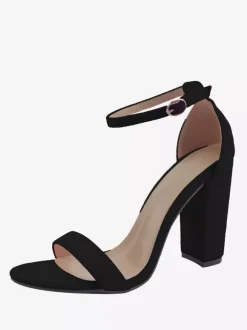 Sandales à talons épais et bride à la cheville pour femmes Chaussures de bal Chaussures de soirée en daim