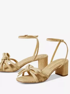 Sandales à talons épais pour femmes bout ouvert n艙ud bride à la cheville