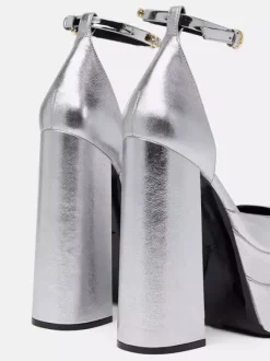 Sandales À Talons Pour Femmes À Bout Rond Talon Bottier Chaussures Cuir PU