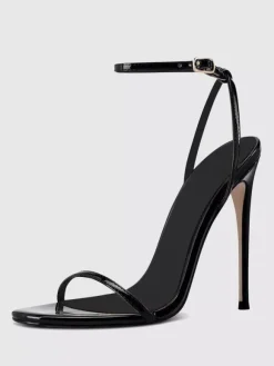 Sandales à talons pour femmes bout ouvert talon aiguille bride à la cheville chaussures de fête
