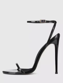 Sandales à talons pour femmes bout ouvert talon aiguille bride à la cheville chaussures de fête