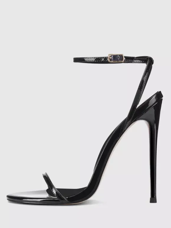 Sandales à talons pour femmes bout ouvert talon aiguille bride à la cheville chaussures de fête