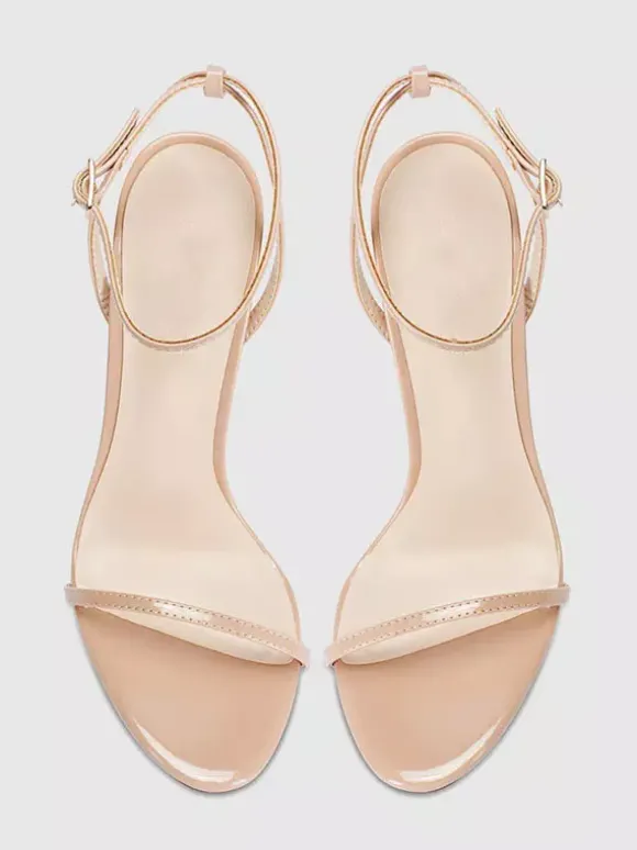 Sandales à talons pour femmes bout ouvert talon aiguille bride à la cheville chaussures de fête