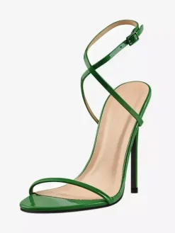 Sandales à talons pour femmes chaussures de soirée rouges à bout ouvert et à talons aiguilles croisés