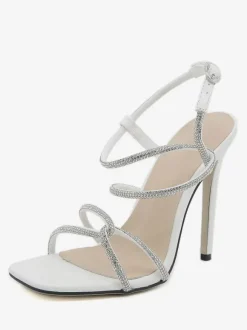 Sandales à talons pour femmes Peep Toe Talon aiguille Sandales PU Cuir