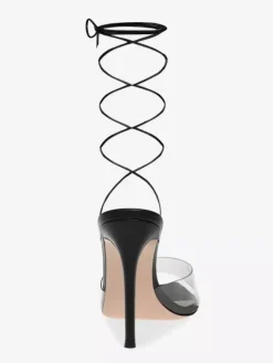 Sandales à talons pour femmes Sandales à talon aiguille à bout pointu Tige en PVC