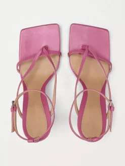 Sandales tongs bleues pour femmes sandales à talons hauts et brides.