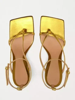 Sandales tongs bleues pour femmes sandales à talons hauts et brides.